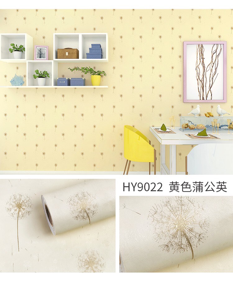 [HCM]Xả Giấy dán tường Bồ Công Anh Vàng (Khổ 10met x0.45met) có sẵn keo. Không dễ phai không thấm nước không độc hại hoàn toàn thân thiện với môi trường. 