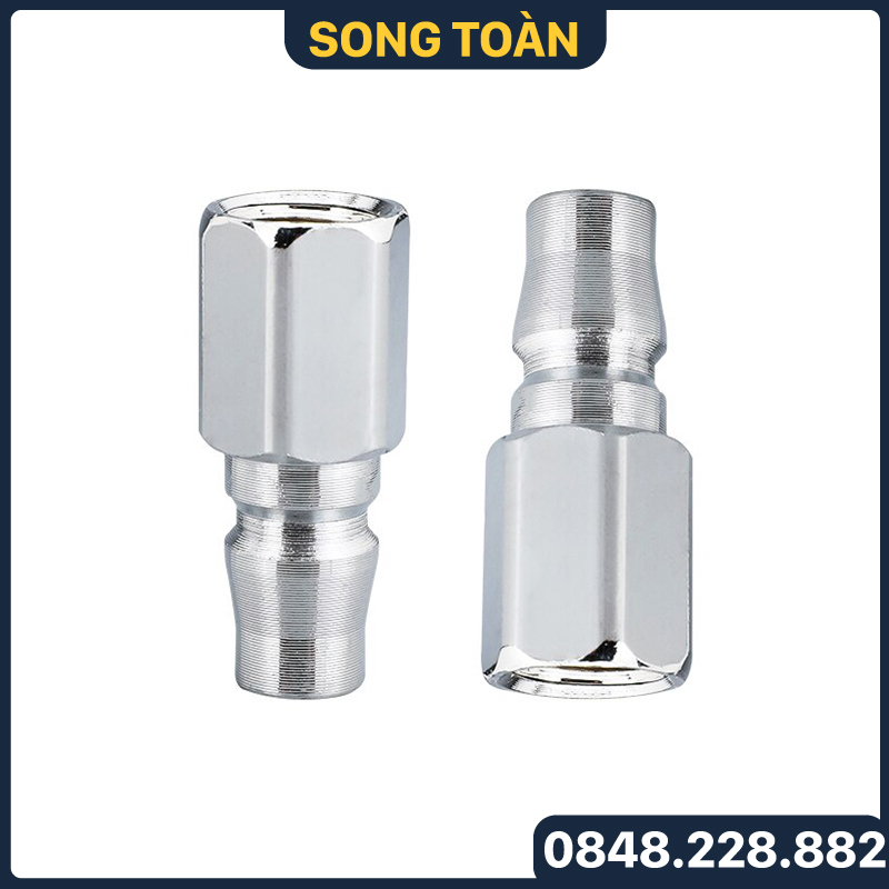 Khớp Rời PF Ren Trong 13 Đầu Đực Nối Nhanh Vào Khớp Ổ Bi Lắp Dây Hơi - Khí Nén, Quick Air Adaptor - Bằng Thép Mạ Crom