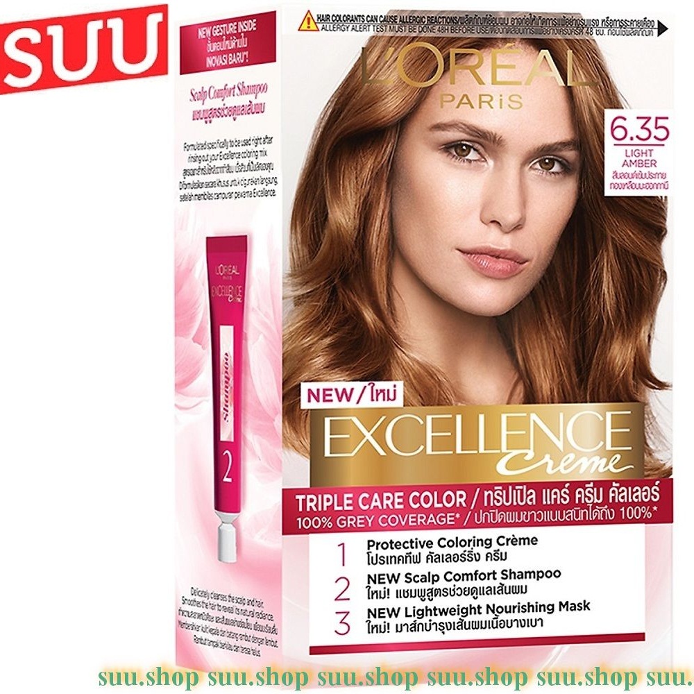 Thuốc Nhuộm Tóc Loreal Excellence Cream Số 6.35 Nâu Chocolate 172ml Dưỡng Tóc Phủ Bạc
