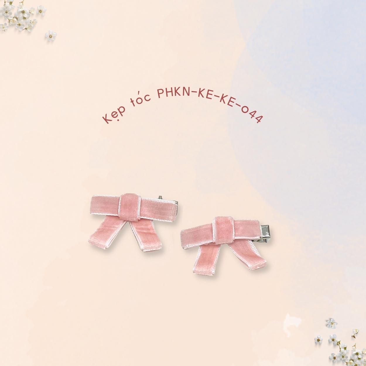 Sumire Store Kẹp tóc KE-044 ruy băng nhung hồng phấn cỡ nhỏ