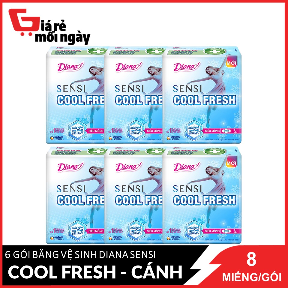 Combo 6 băng vệ sinh diana cool fresh siêu mỏng
