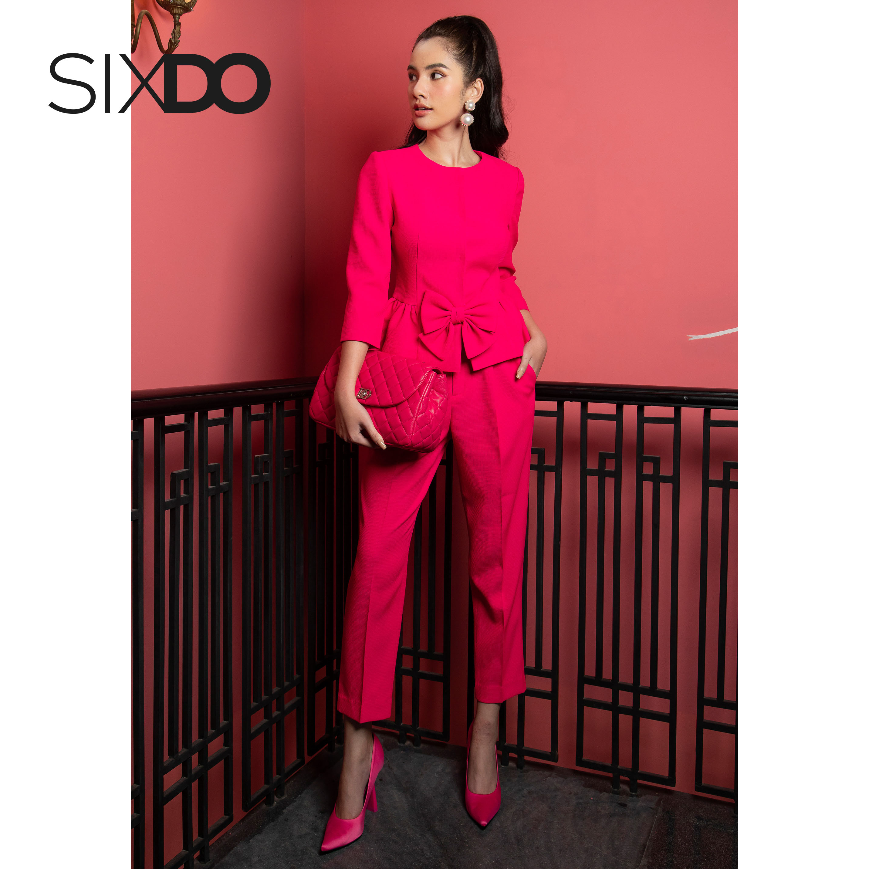 Quần âu nữ hồng thời trang SIXDO