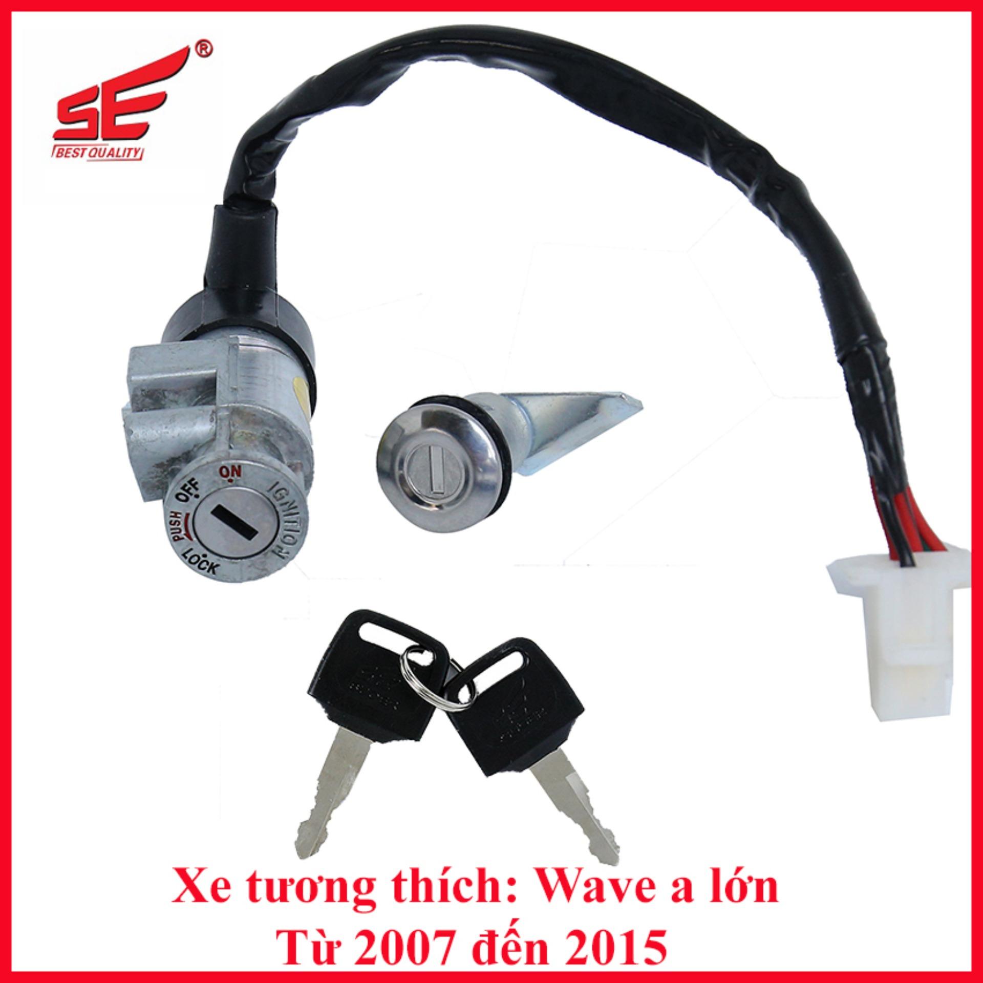 Bộ ổ khóa xe máy  Wave a 100 lớn 2007-2015 2 cạnh thương hiệu SE