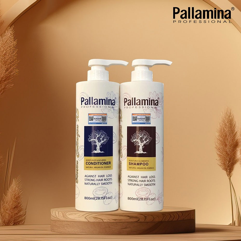 Dầu Gội Xả PALLAMINA Công Nghệ Mới 800MLx2 Phục Hồi Tóc Mềm Mượt, Trị Gàu, Kiềm Dầu Sạch sâu - Bộ Dầu Gội Cặp Hương Thơm
