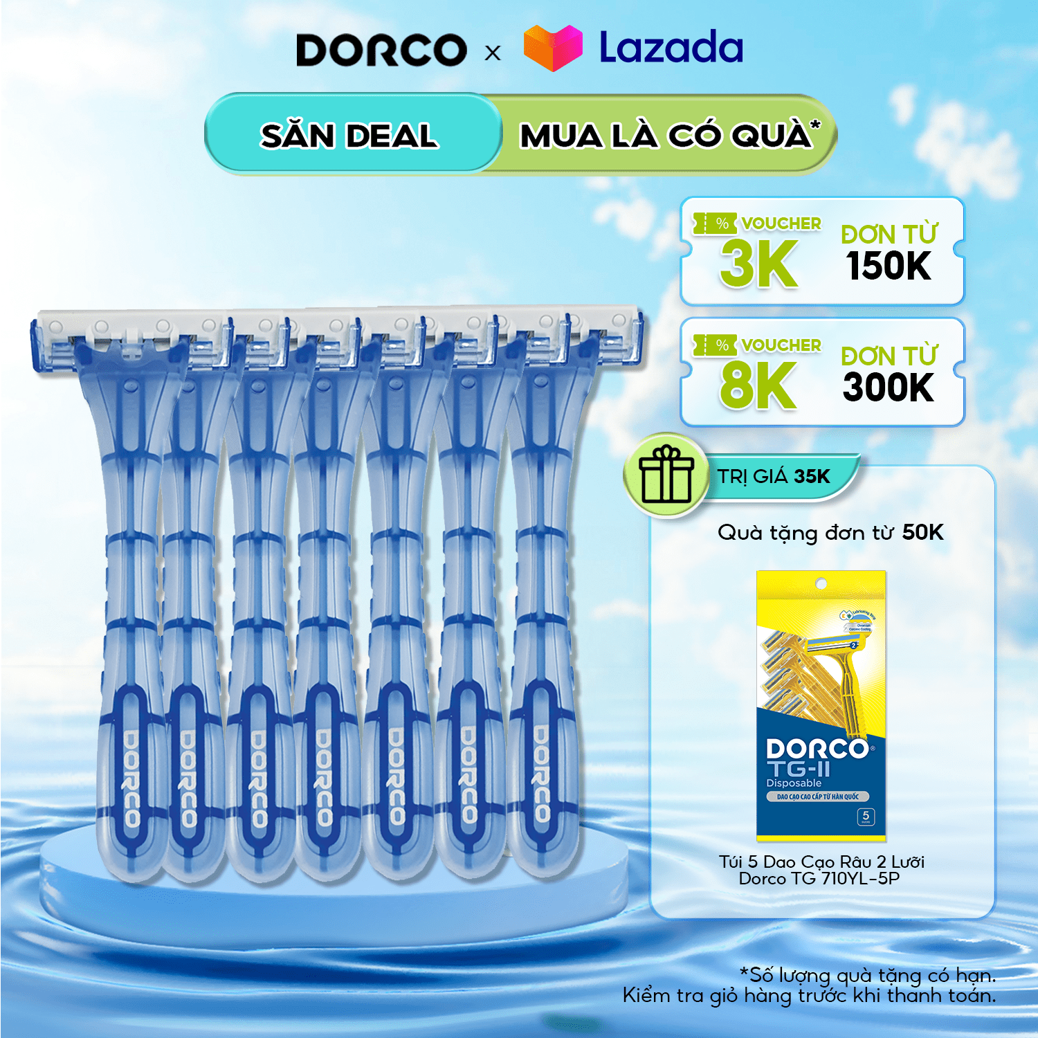 Gói 10 dao dạo râu 3 lưỡi dorco touch 3