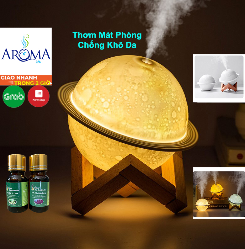 Máy Xông Tinh Dầu Hình Mặt Trăng (Thay Đèn Ngủ) ♥️ FREESHIP Phun Sương Tạo Ẩm, Điều Hòa Không Khí Thơm Tho