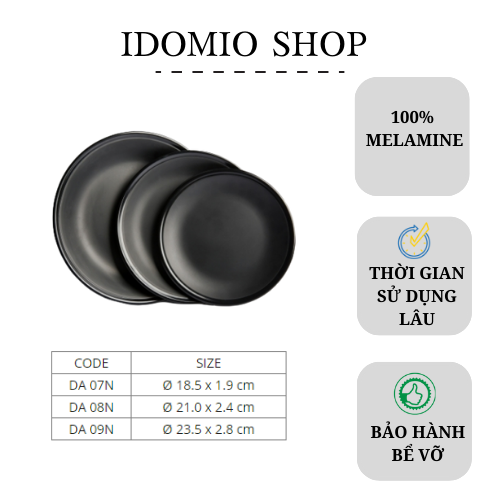 Đĩa nhựa tròn nhám đen 23cm- da09n