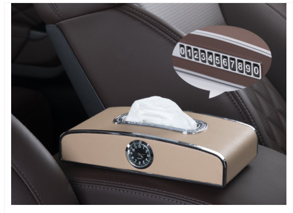 Hộp Xe Hộp Đựng Khăn Giấy Kiêm Bảng Số Điện Thoại  Và Đồng Hồ Trang Trí Taplo