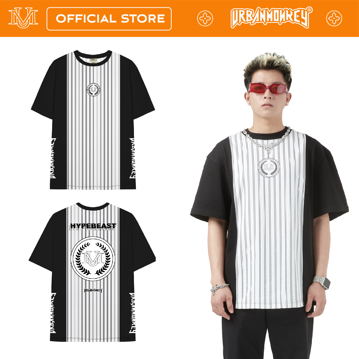 Áo thun urban monkey baseball tee thun cotton hai chiều thoáng mát