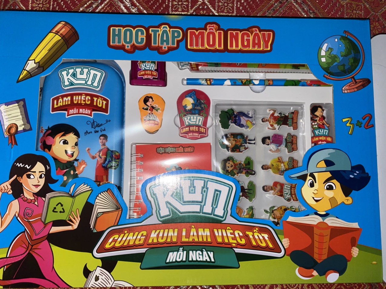 Bộ đồ dùng học tập Kun - Bộ đồ dùng Kun set 9 món cao cấp