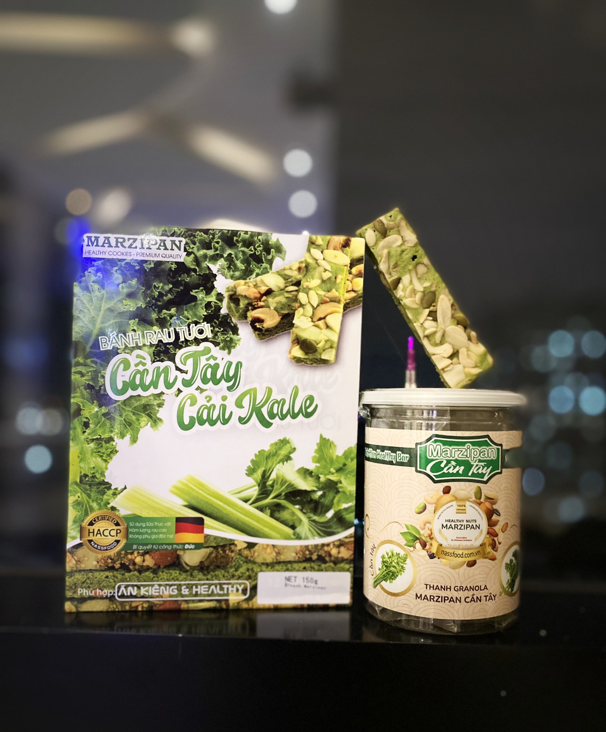 Thanh dinh dưỡng Marzipan Cần Tây & Cải Kale ( Hộp 150gr) - Ăn Vặt Bổ Dưỡng,Bổ Sung Năng Lượng, 150g