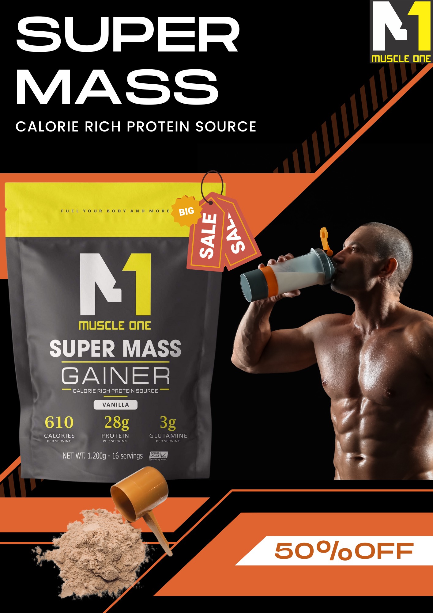 Super mass loại 1kg2 giá ưu đãi, hỗ trợ tăng cơ tăng cân, hấp thụ nhanh