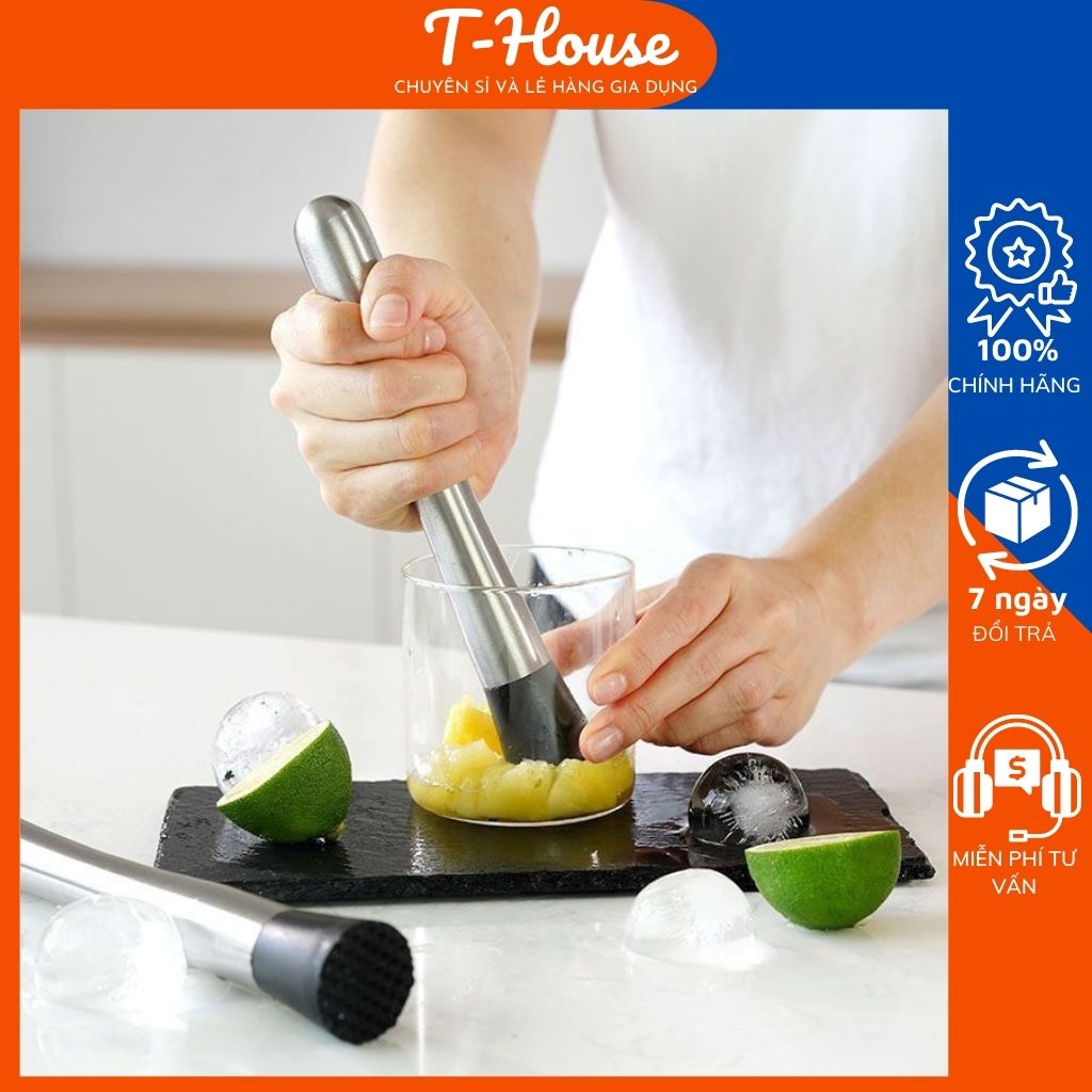 Chày dầm pha chế, chày dầm trái cây, Chày Bar, Chày Bar Inox Đầu Nhựa Cao Cấp Chưa Có Đánh