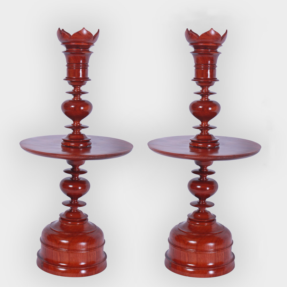 Cặp chân đèn nến thờ gỗ hương 50cm