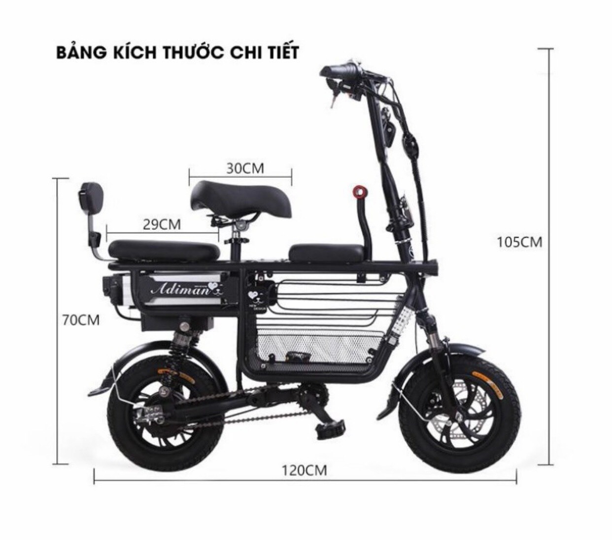 XE ĐẠP ĐIỆN ĐA NĂNG - xe gấp gọn tiện lợi, 3 chỗ ngồi