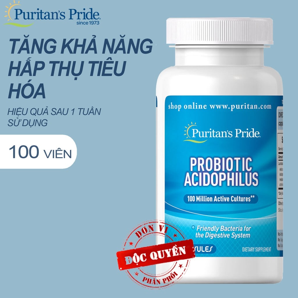 Viên uống bổ sung lợi khuẩn Puritan s Pride Probiotic Acidophilus 100 viên