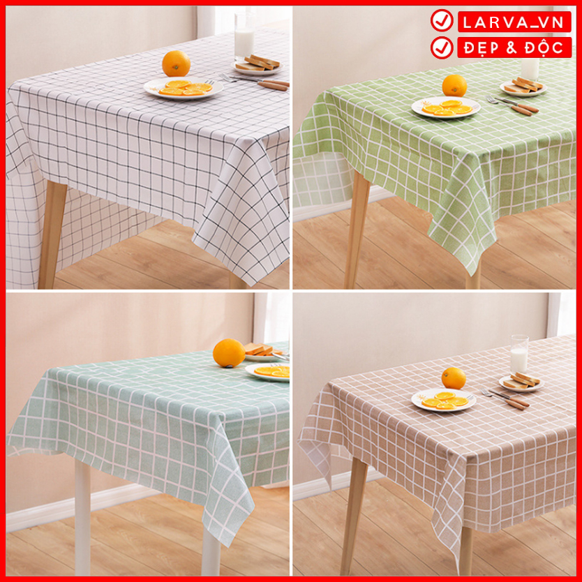 (Nhiều Hình) Khăn Trải Bàn Decor PVC Chống Thấm Nước Kẻ Caro Màu Sắc Nhẹ Nhàng Trang Trí Bàn Ăn