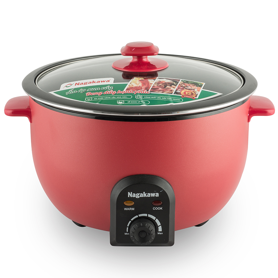 Nồi lẩu điện Nagakawa NAG1904 Công suất 1300W Dung tích 4 lít,Nồi lẩu đa năng: Nấu Lẩu, Rán, Chiên xào với công suất vượt trội so với những nồi nẩu khác nấu nhanh nồi được phủ một lớp men chống dính cao cấp BH 12 THÁNG