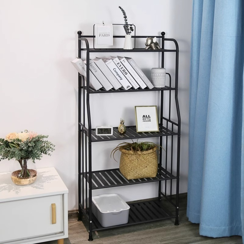 Kệ sách kệ sàn phòng ngủ gia đình nhiều tầng lưu trữ sắt trưng bày kệ hình thang phòng khách