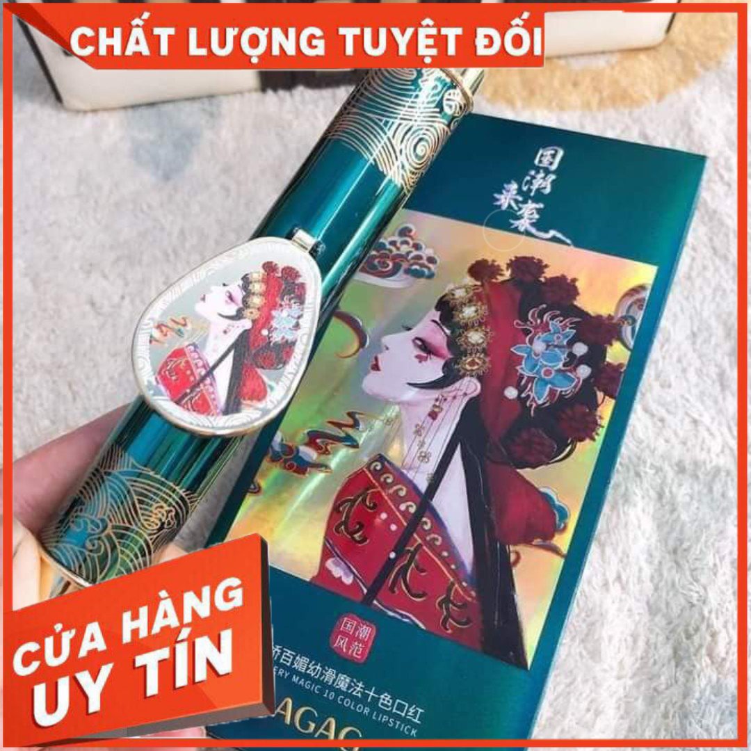 Son Lì 2 Đầu AGAG 10 Màu Kèm Gương , Thiết Kế Sang Trọng , Tiện Lợi , Bền Màu 8-12H