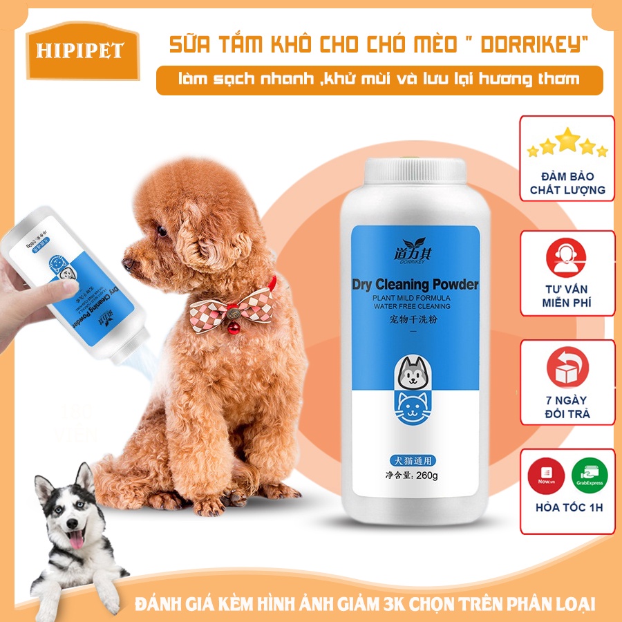 Sữa tắm khô cho mèo chó BORAMMY làm sạch và khử mùi nhanh lưu hương thơm nhẹ nhàng-260GR