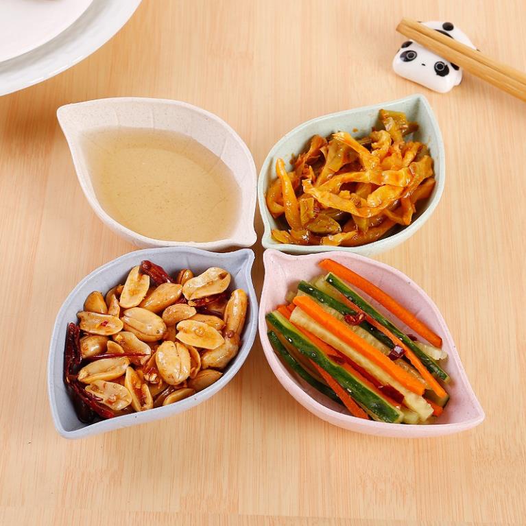 Đĩa đựng gia vị nước chấm hình chiếc lá - chén đựng gia vị bằng lúa mạch