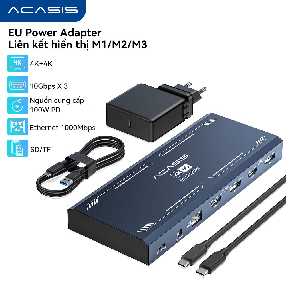 [Acasis 13-in-1 USB C Hub Dual 4K 60Hz DisplayLink Laptop Docking Station 100W GaN Charger 4 Screen Multi Monitor Support for MacBook M1 M2 M3 Windows Laptops,Acasis 13-in-1 Dual 4K HDMI Displaylink Laptop USB-C Hub for Mac,]