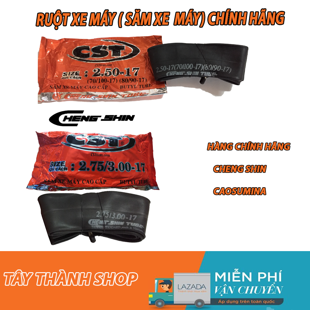 Ruột xe máy(săm xe máy) hàng chính hãng cheng shin, caosumina - shop Tây Thành chuyên phân phối săm xe máy