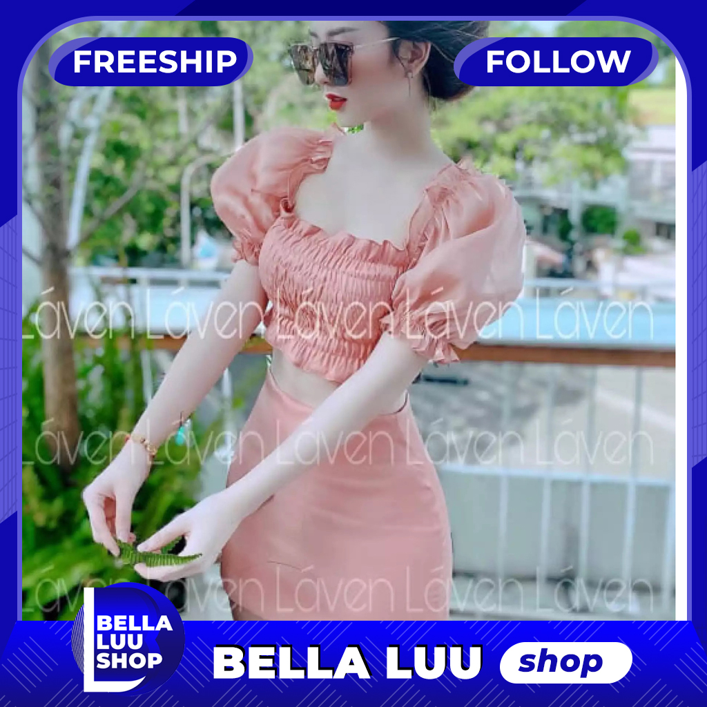 Sét Áo Kiểu Và Chân Váy ( Chân Váy Có Lót ) Quyến Rũ Thời Trang Bella