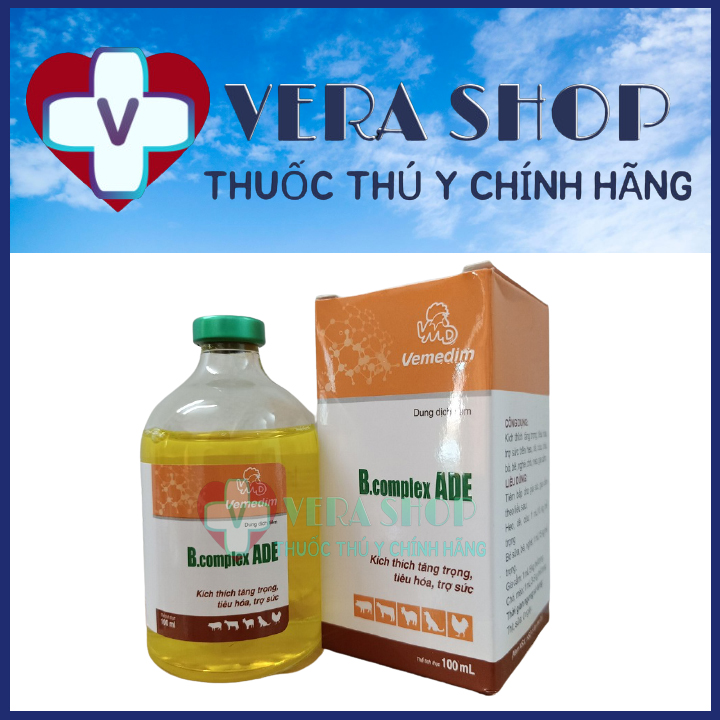 Vemedim ade bcomplex 100ml - vitamin tổng hợp cho gà, kích thích tăng trọng, tiêu hóa, trợ sức cho heo, chó mèo, trâu bò