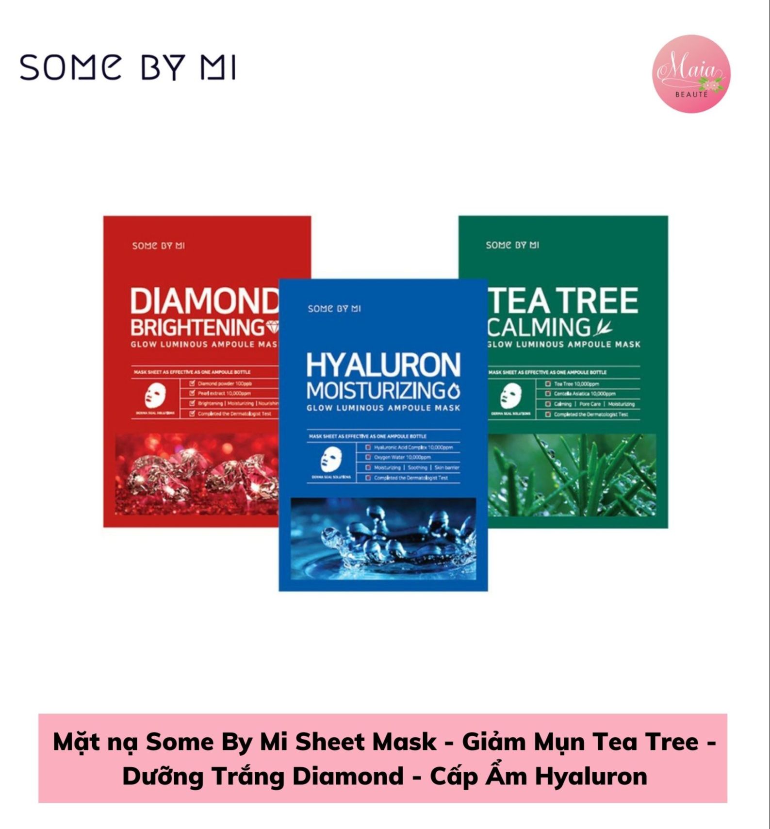 Mặt nạ Some By Mi Sheet Mask - Giảm Mụn Tea Tree - Dưỡng Trắng Diamond - Cấp Ẩm Hyaluron