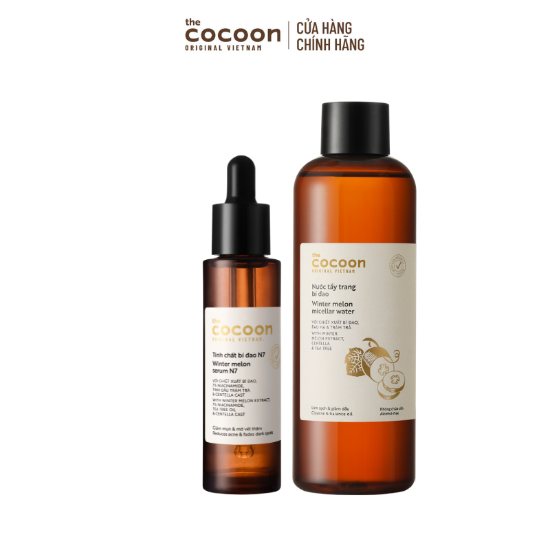 COMBO 1 Tinh chất bí đao (serum) 7% Cocoon 30ml +1 Bigsize Nước Tẩy Trang Bí Đao 500ml