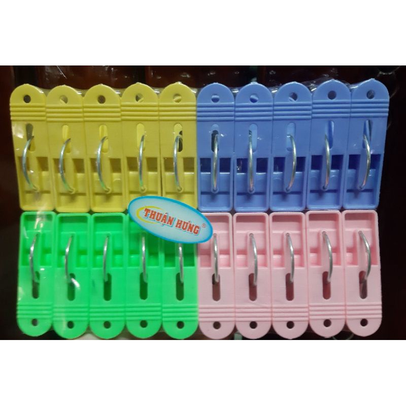 Vỉ 20 móc kẹp nhựa phơi quần áo loại lớn