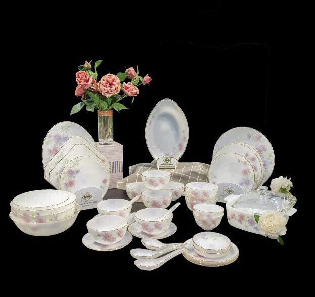 Set bàn ăn 20 món thuỷ tinh ngọc cao cấp USA Home Set nhập khẩu chính hãng, an toàn cho sức khoẻ Kokiahome