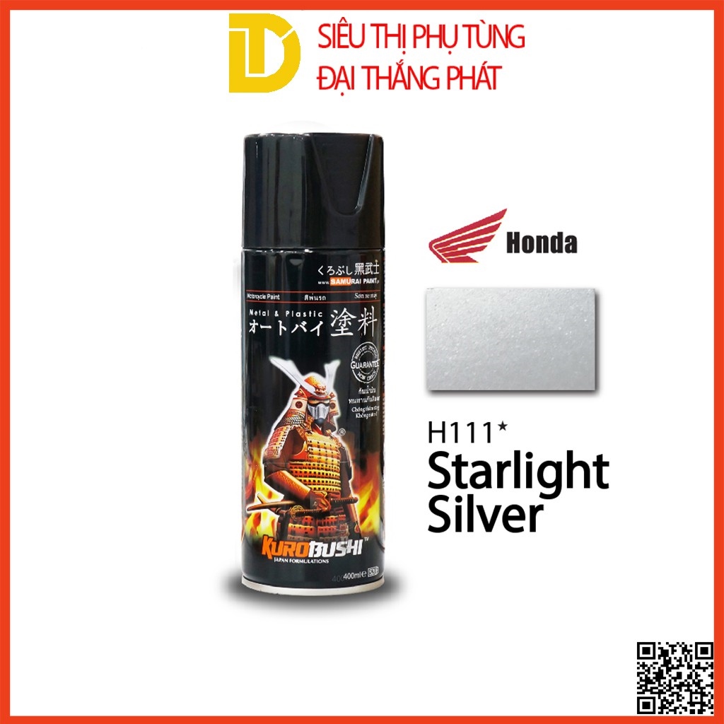Sơn Samurai sơn xịt đủ loại màu H111x MÀU BẠC SÁNG sơn xịt xe máy HOT SALE