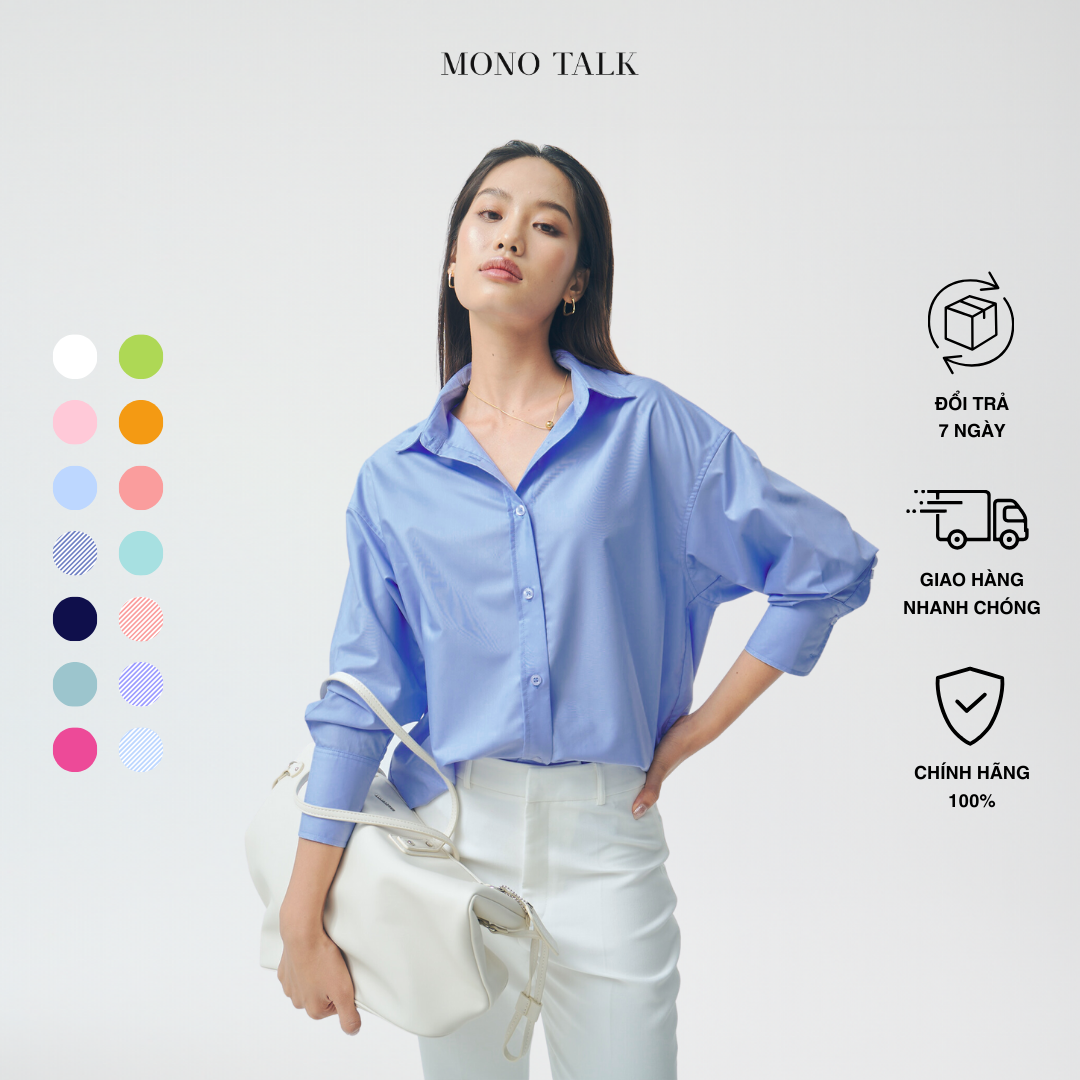 Áo Sơ Mi Oversize MONOTALK chất liệu poplin hạn chế nhăn (nhiều màu) MFOT21S-T10001FT
