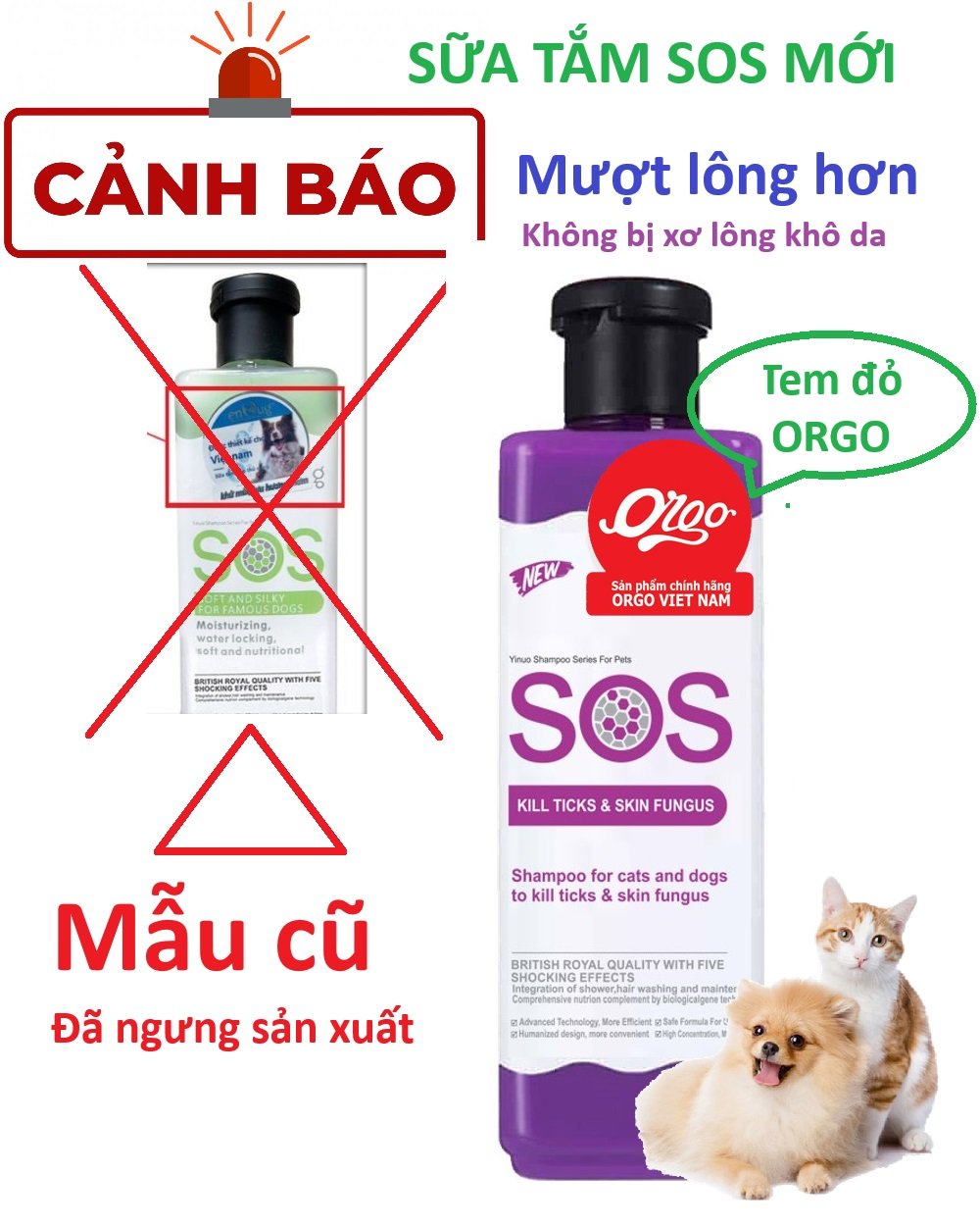 Hanpet - Sữa tắm SOS cho chó mèo (MẪU MỚI) có chữ NEW