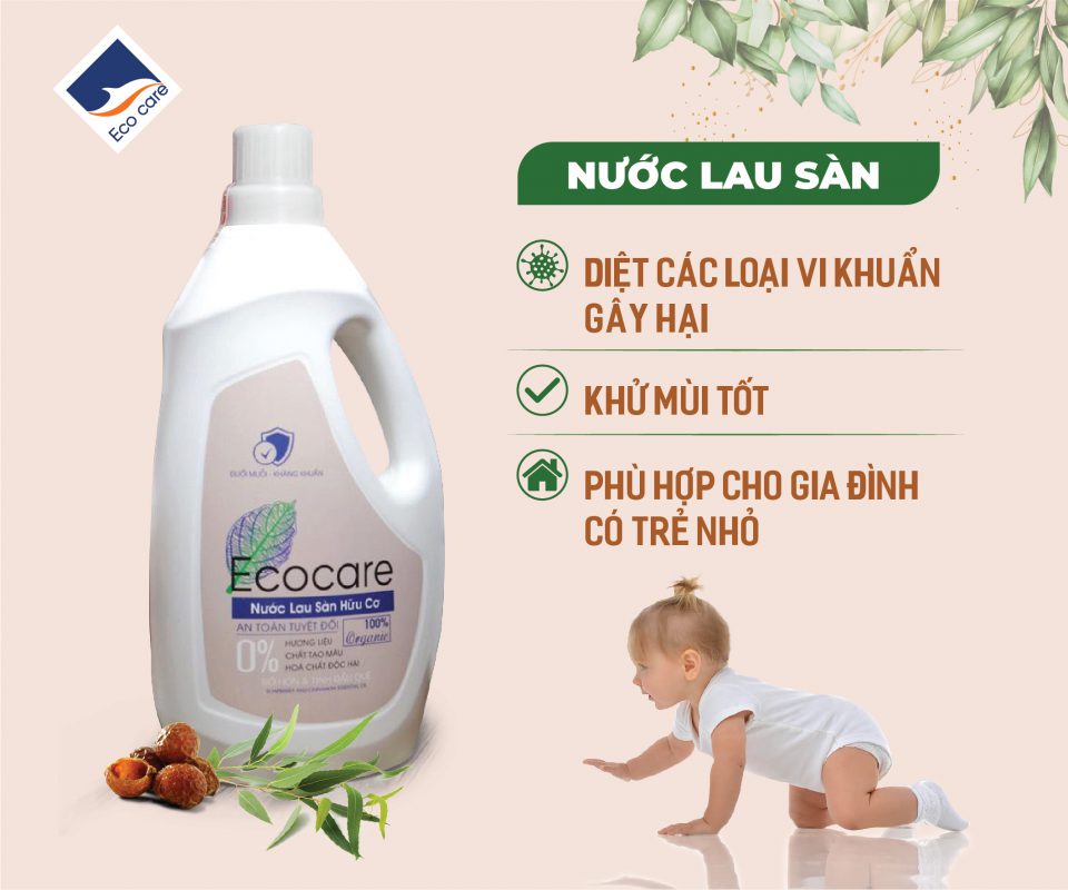 Nước lau sàn diệt khuẩn hữu cơ ecocare - chai 1 lít