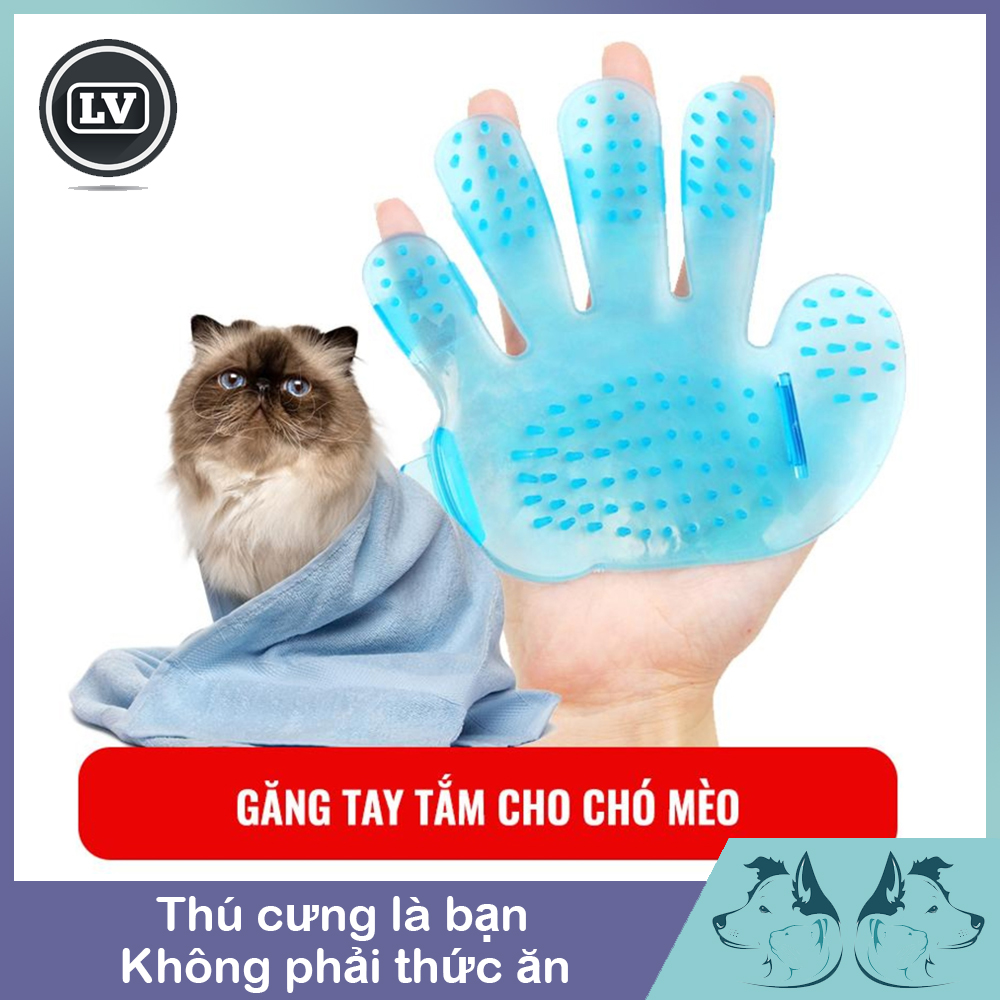Găng tay tắm cho chó mèo và massage bằng nhựa dẻo cho thú cưng