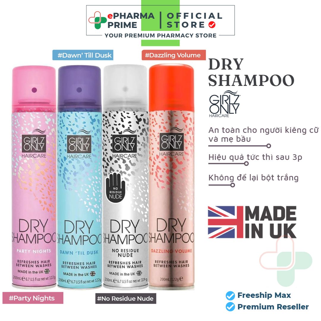 Dầu gội khô girlz only dry shampoo giúp mái tóc bồng bềnh 200ml