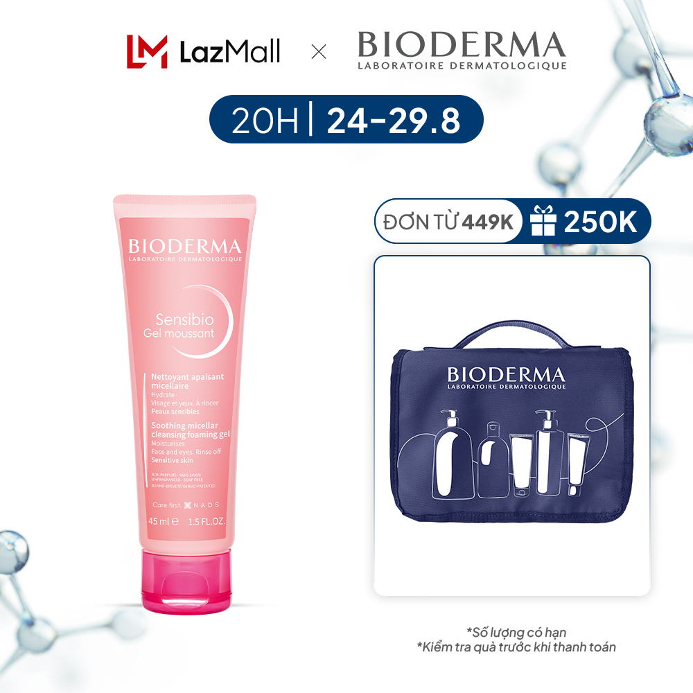 Gel rửa mặt tạo bọt cho da nhạy cảm Bioderma Sensibio Gel Moussant - 45ml