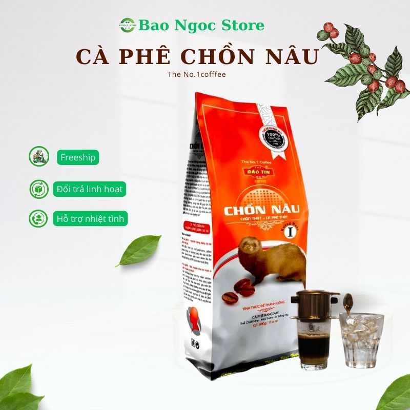 Cà phê chồn nâu Moka Bảo Tín gói (500g) cafe rang xay truyền thống dùng pha phin