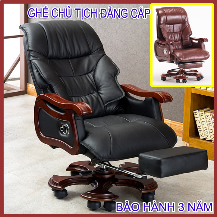 [Trả góp 0%]GHẾ CHỦ TỊCH - GHẾ GIÁM ĐỐC PHIÊN BẢN CAO CẤP - Ghế Giám Đốc da có MASSAGE toàn thân NGẢ LƯNG ĐỂ CHÂN THƯ GIÃ