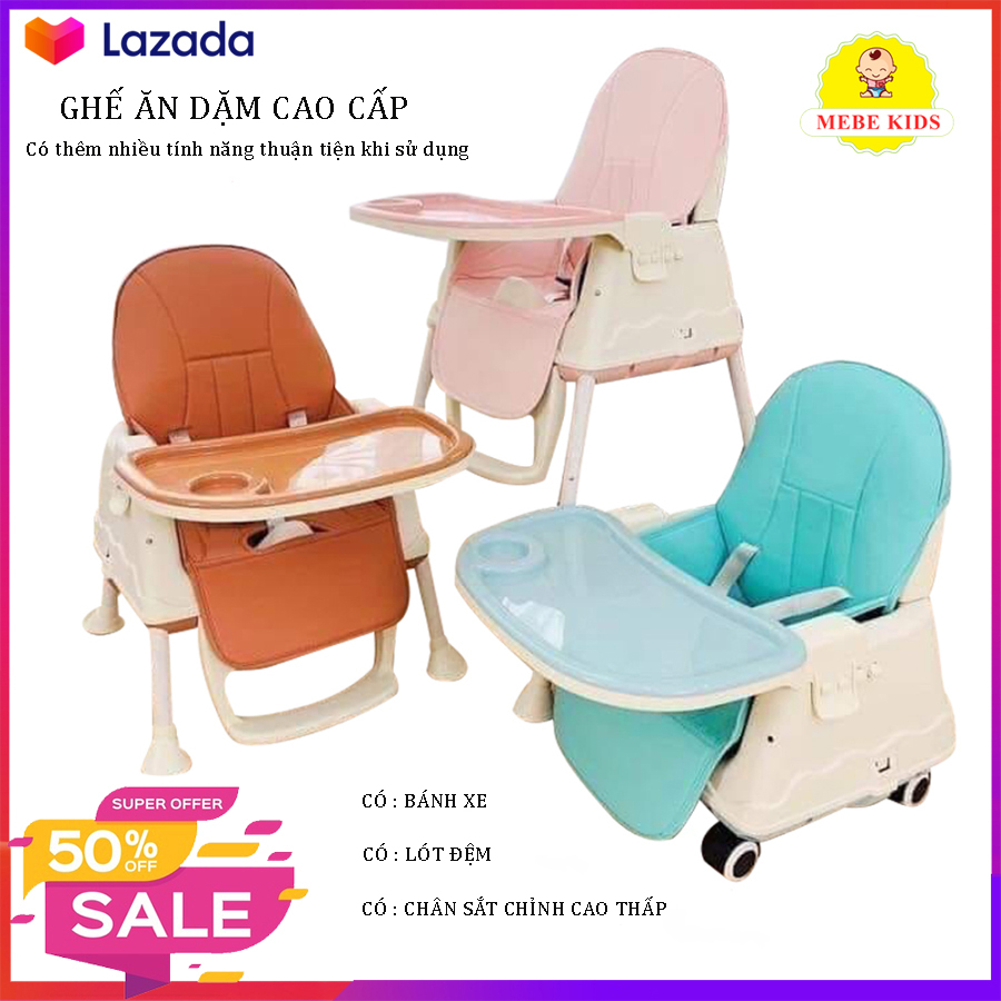GHẾ ĂN DẶM CHO BÉ CAO CẤP, AN TOÀN CHO BÉ 3  CHẾ ĐỘ, CÓ LÓT ĐỆM . BÁNH XE . CHÂN SẮT TÙY CHỈNH CAO THẤP, BẢO HÀNH 36 THÁNG, ĐỔI TRẢ TRONG 7 NGÀY NẾU LỖI