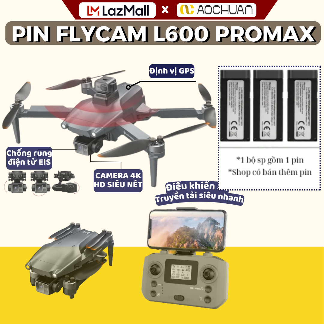 Pin flycam l600 pro max, flycam d6 pro, flycam m1s, flycam p15