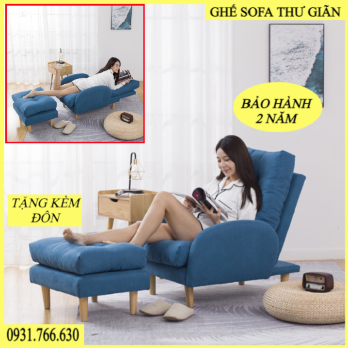 [ HÀNG MỚI ] Ghế sofa thư giãn nằm đọc sách xem phim phòng khách tặng kèm đôn. Phù hợp cho mọi lứa tuổi