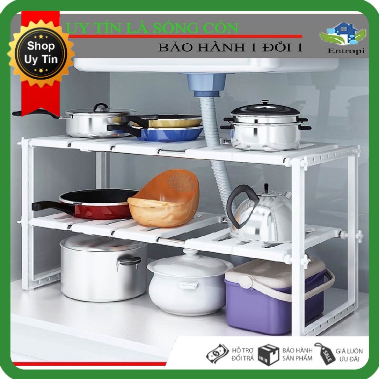 Kệ gầm bếp 2 tầng đa năng tiện dụng tiết kiệm không gian nhà bếp, kệ để nồi niêu xong chảo