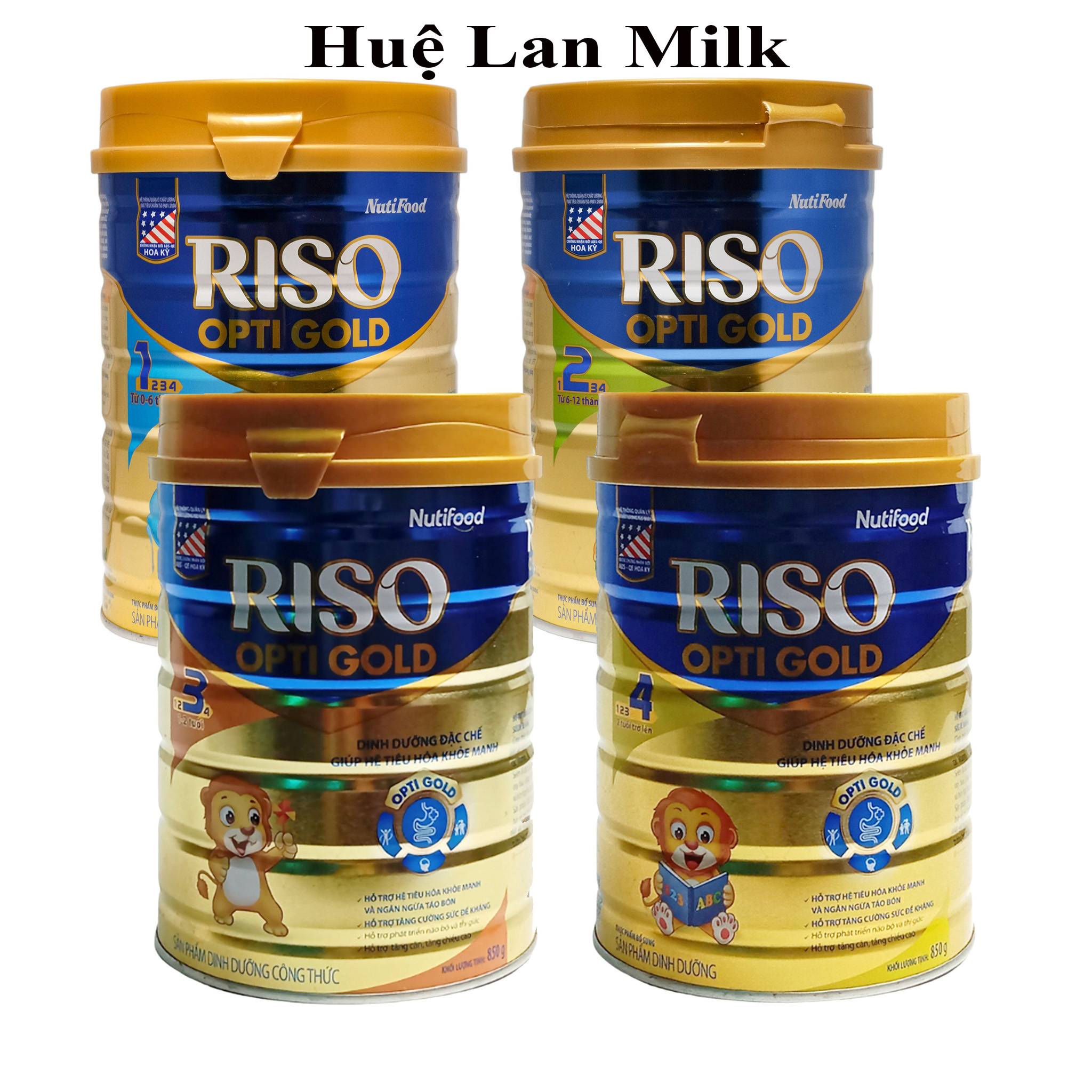 SỮA BỘT RISO OPTI GOLD 1 2 3 4 850G - Huệ Lan Milk