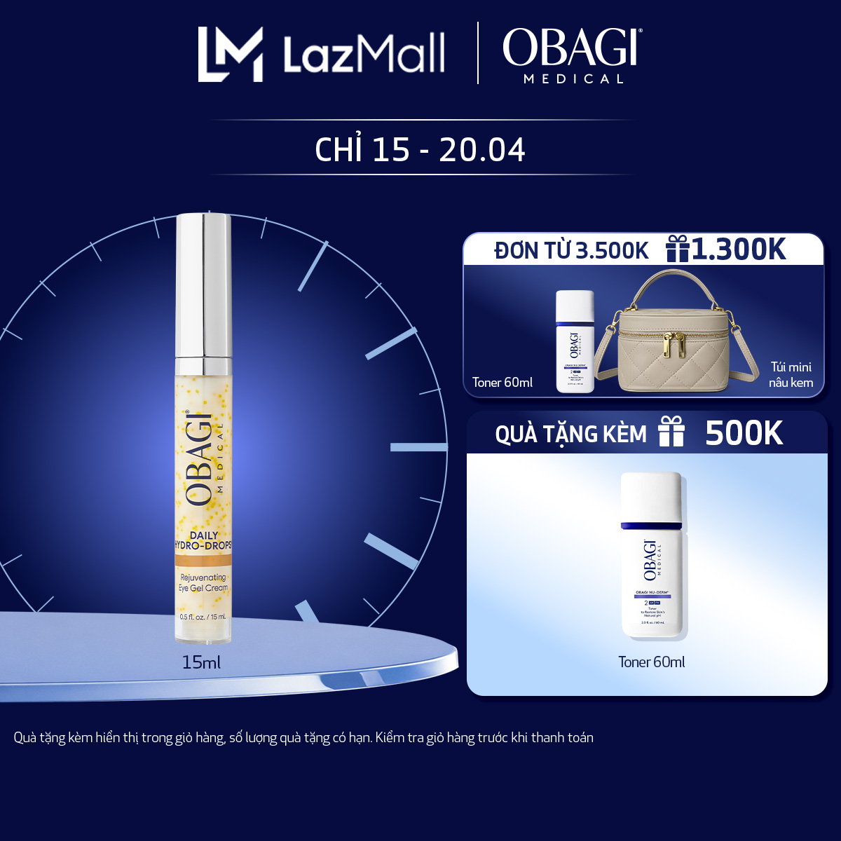 Kem dưỡng mờ nếp nhăn vùng mắt Obagi Medical Daily Hydro-Drops Rejuvenating Eye Gel Cream 15ml