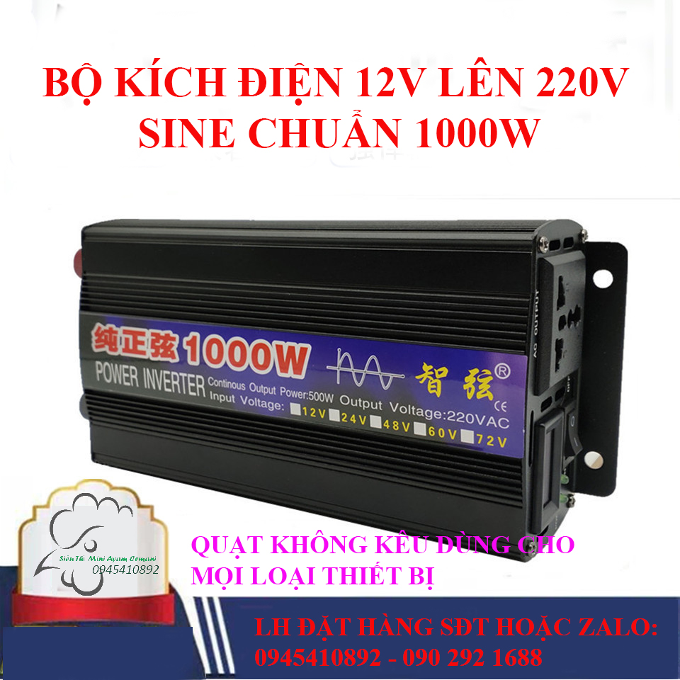 Bộ kích điệ n 12v lên 220v sin chuẩn 1000W